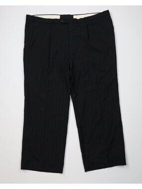 Vtg 90s Streetwear Mens 44x28 Wool Blend Knit Pinstriped Wide Leg Chino Pants